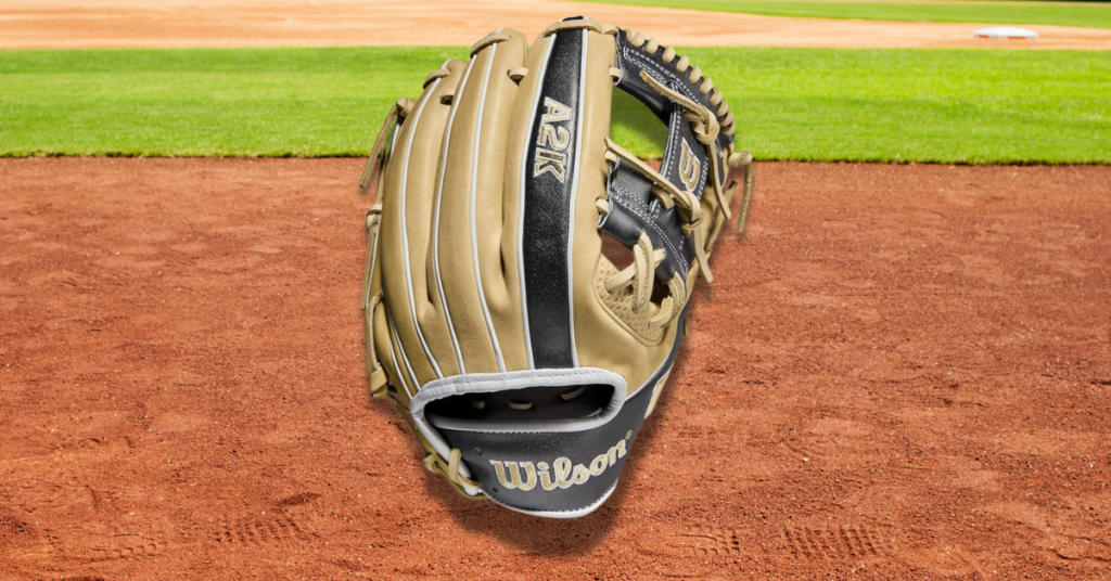 A2K Baseball Glove against baseball diamond